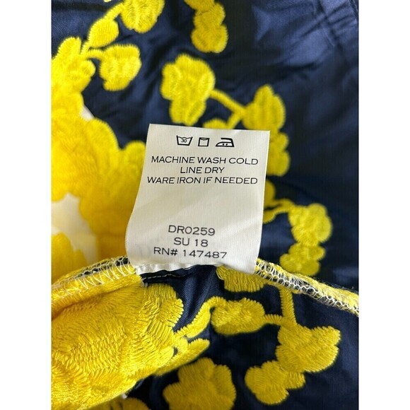 Draper James Climbing Bloom Women Sz 0 Dress Floral Blue Yellow Embroidered E4 - Picture 12 of 12